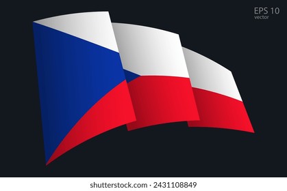 Ondeando la bandera del vector de la República Checa. Símbolo de la bandera nacional ondeando. Elemento de diseño de pancarta.
