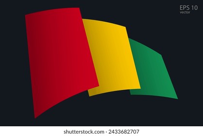 Wingende Vektor-Flagge von Guinea. Symbol für die nationale Flagge. Banner-Designelement.
