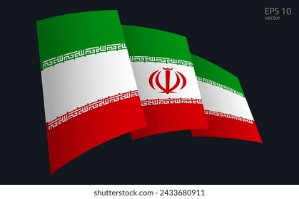 Ondeando la bandera de Irán. Símbolo de la bandera nacional ondeando. Elemento de diseño de pancarta.
