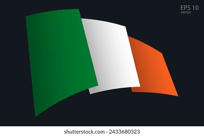 Waving Vector flag of Irish. National flag waving symbol. Banner design element.
