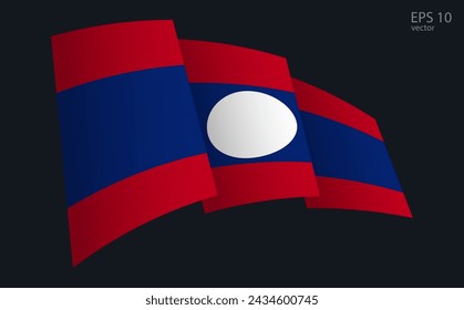 Waving Vector flag of Laos. National flag waving symbol. Banner design element.
