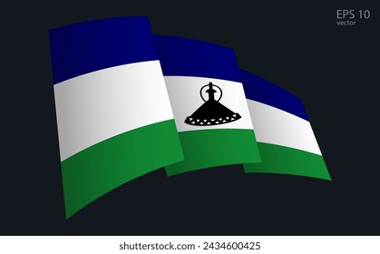 Waving Vector flag of lesotho. National flag waving symbol. Banner design element.

