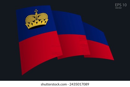 Waving Vector flag of Liechtenstein. National flag waving symbol. Banner design element.
