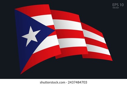 Waving Vector flag of Puerto Rico. National flag waving symbol. Banner design element.
