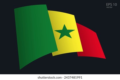 Waving Vector flag of Senegal. National flag waving symbol. Banner design element.
