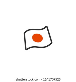 Waving Vector Japan flag isolated on white background