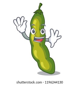 Waving vegetables pod green bean in cartoon