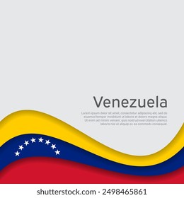 Winkende Venezuela-Flagge. Staatliche patriotische venezuelanische Abdeckung, Flyer. Kreativer Hintergrund für venezuela patriotic holiday card design. Papierschnitt. Nationales Poster. Geschäftsbroschüre. Vektordesign