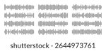 Waving, vibration and pulsing editable lines for financial monitoring. Radio sound wave set. Voice message. Audio icon. Waveform for music player interface. Recording. Equalizer template.