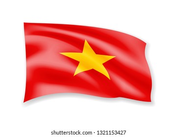 Waving Vietnam flag on white. Flag in the wind vector illustration.