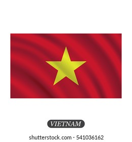 Waving Vietnam flag on a white background. Vector illustration