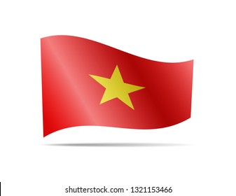 Waving Vietnam flag in the wind. Flag on white background vector illustration