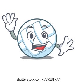 Waving volley ball character cartoon