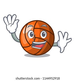 Waving volleyball character cartoon style