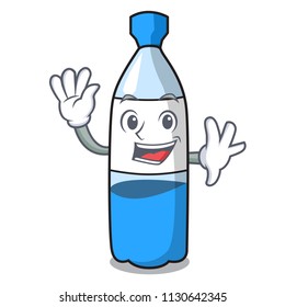 Waving water bottle character cartoon vector illustration