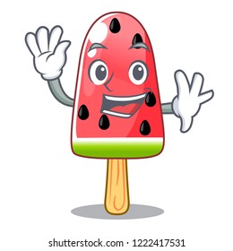 Waving watermelon ice cream shaped wood character