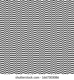 Waving, wavy, curvy (zig-zag, criss-cross) lines. Irregular parallel stripe with winding, squiggle, wiggle distortion / deformation effect.  Sinuous, billowy lines background, texture