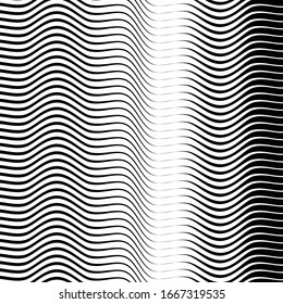 Waving, wavy, curvy (zig-zag, criss-cross) lines. Irregular parallel stripe with winding, squiggle, wiggle distortion / deformation effect.  Sinuous, billowy lines background, texture