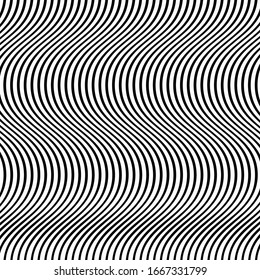 Waving, wavy, curvy (zig-zag, criss-cross) lines. Irregular parallel stripe with winding, squiggle, wiggle distortion / deformation effect.  Sinuous, billowy lines background, texture