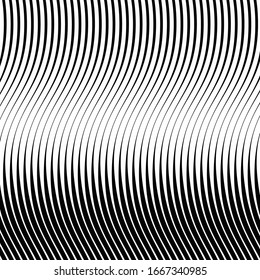 Waving, wavy, curvy (zig-zag, criss-cross) lines. Irregular parallel stripe with winding, squiggle, wiggle distortion / deformation effect.  Sinuous, billowy lines background, texture