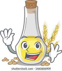 Waving wheat germ oil the mascot shape