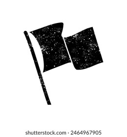 Icono dibujado a mano con bandera blanca ondeando en estilo grunge