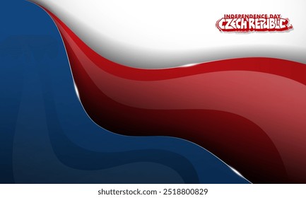 Waving white red and blue background in abstract gradient design. Czech republic independence day background