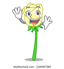 Waving white rose isolated on the mascot