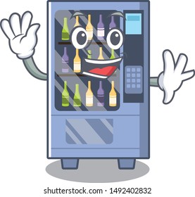 Waving wine vending machine on a mascot