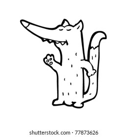 waving wolf cartoon