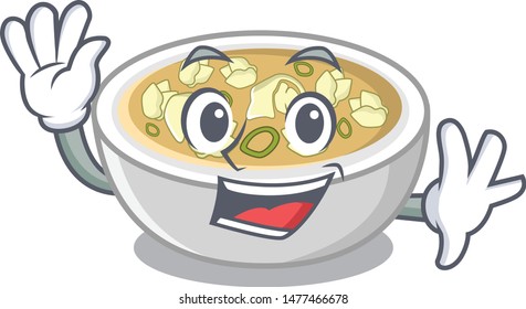 Waving wonton soup isolated in the character