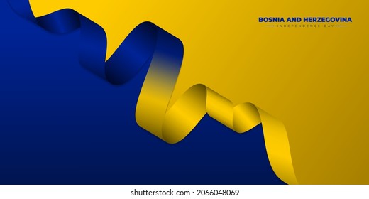 Waving Yellow and blue ribbon design. Bosnia and herzegovina Independence day template. Also good template for bosnia and herzegovina national day design.