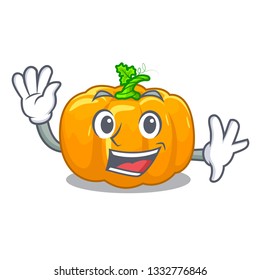 Waving yellow pumpkin in the cartoon shape