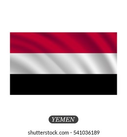 Waving Yemen flag on a white background. Vector illustration