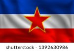 Waving Yugoslavia flag, the flag of Yugoslavia, vector illustration
