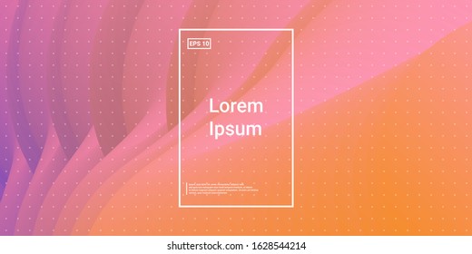 Wavy 3d Color Shape. Color Liquid Gradient. Vector Design. Vivid Simple Concept. Orange, Pink Futuristic Background. Modern Horizontal Composition. Abstract  Dynamic Illustration.
