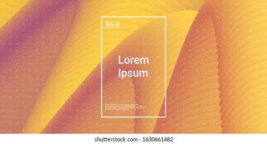 Wavy 3d Color Shape. Color Liquid Gradient. Vector Design. Vibrant Creative Image. Orange, Pink Futuristic Background. Modern Horizontal Composition. Abstract  Dynamic Illustration.
