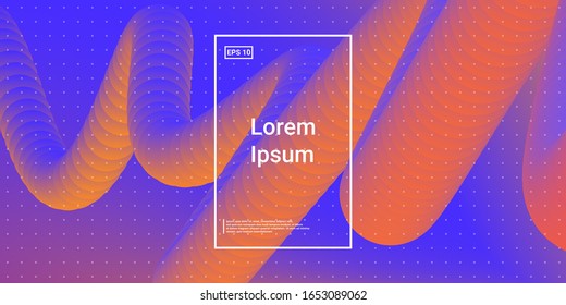 Wavy 3d Color Shape. Color Liquid Gradient. Vector Design. Vivid Glow Effect. Magenta, Crimson Futuristic Background. Modern Horizontal Composition. Abstract  Dynamic Illustration.
