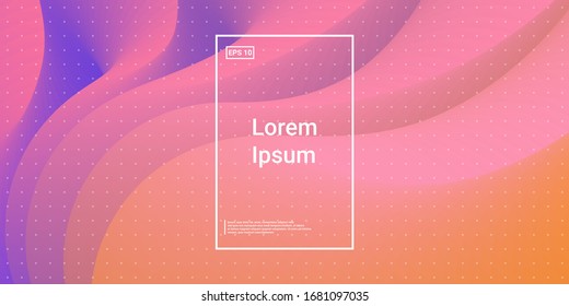 Wavy 3d Color Shape. Color Liquid Gradient. Vector Design. Vivid Glow Effect. Orange, Pink Futuristic Background. Modern Horizontal Composition. Abstract  Dynamic Illustration.
