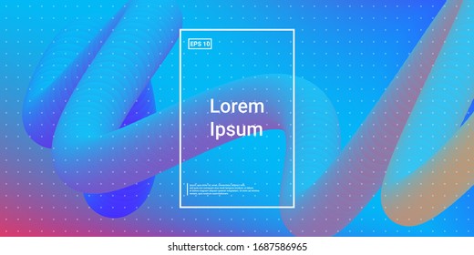 Wavy 3d Color Shape. Color Liquid Gradient. Vector Design. Bright Creative Banner. Blue, Teal, Purple Futuristic Background. Modern Horizontal Composition. Abstract  Dynamic Illustration.
