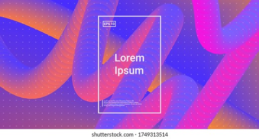 Wavy 3D-Farbform. Farbflüssiges Farbverlauf-Gradient. Vektordesign. Lebhaftes Hipster-Konzept. Magenta, Krimson Futuristischer Hintergrund. Moderne horizontale Zusammensetzung. Abstrakte dynamische Illustration.

