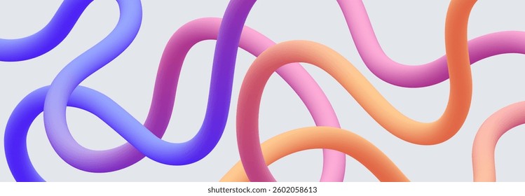 Wavy 3d ribbon with Colorful Gradient on white background. Vector illustration.
