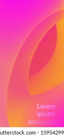Wavy 3d Shape. Pink, Orange, Yellow, Color Gradient Screen. Minimal Dynamic Web Applications. Mobile Vertical Flyer. Vector Template Design.
 Technology, Simple, Screen Effect.