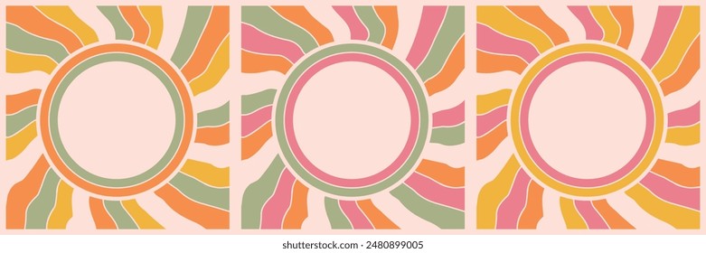 Wavy 70s background groovy vector wallpaper for your instagram social media stories. Groovy hippie vector background for social media stories. Y2k aesthetic, 60s, 70s, trendy retro psychedelic style.