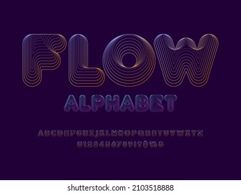 wavy abstract alphabet design with uppercase, numbers and symbols