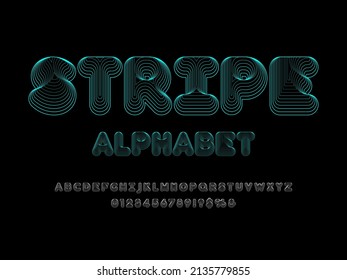 wavy abstract alphabet design with uppercase, numbers and symbols