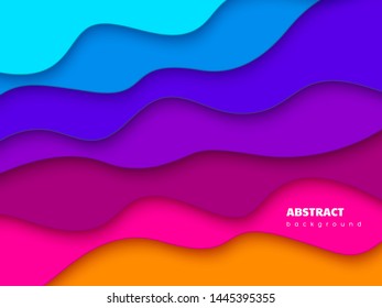 Wavy abstract background. 3d fluid shapes composition, trendy minimal design. Carving layered art. Vector illustration.