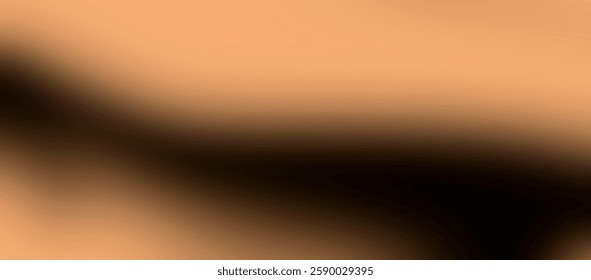 Wavy abstract background with black, dark brown, copper, sepia, red, orange, gold, yellow, beige gradient ombre. Geometric wave curves, rough grainy texture, shimmering light, metallic tones, dynamic