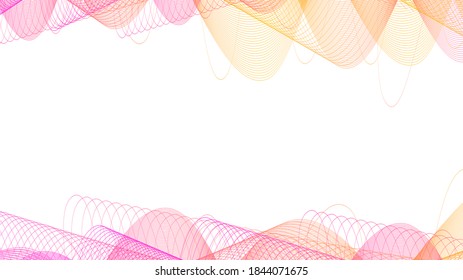 Wavy abstract background, colorful graphics web design vector. Curvy smooth gradient pink violet and yellow colour patterns in motion. Elegant waving framework blank with white space for advertising