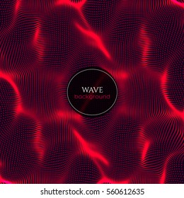 Wavy abstract background consists of dots and wireframe. Sound or physical wave. Cyberspace. Abstract background for science or electronic music theme design.